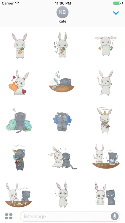 Karu Bunny and Sato Cat Sticker