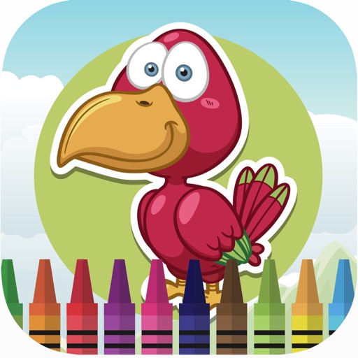 Small birds coloring book for kids games Icon