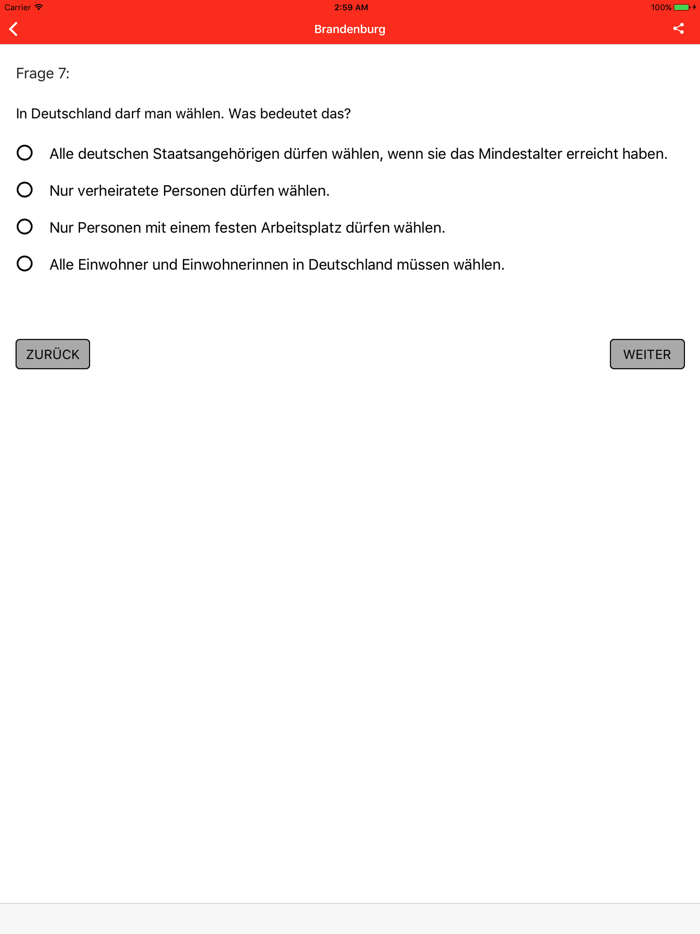 Einbürgerungstest Brandenburg