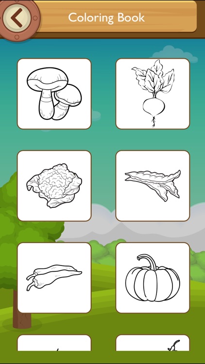 Coloring book: Kids learn to draw vegetables