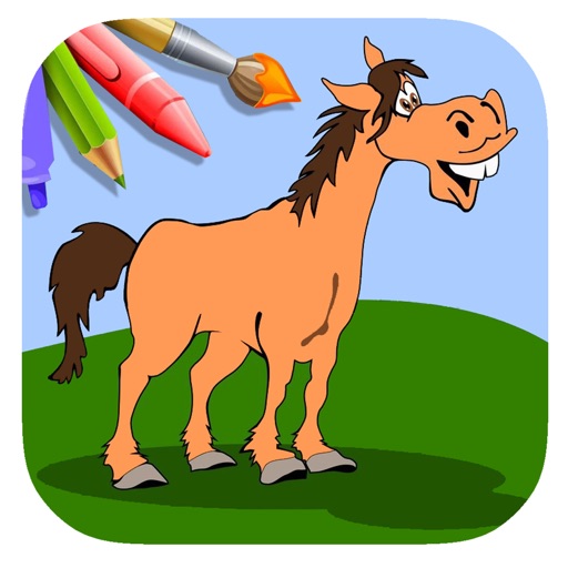 Draw Big Horse Coloring Page Game Education iOS App