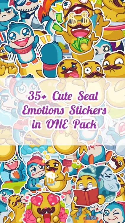 Cute Seal Emotions Stickers Pack for iMessage