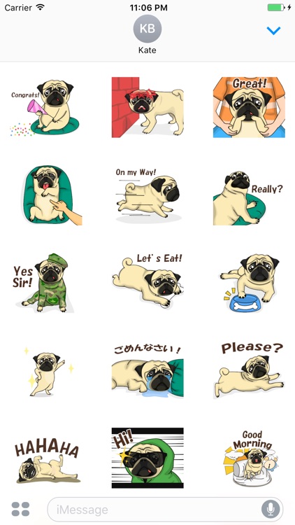 Animated The Funny Pug Expression Stickers