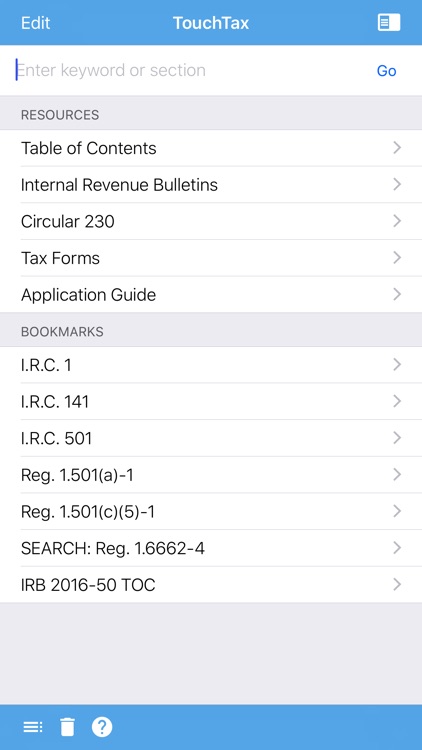 Tax Code and Regulations - TouchTax Mobile App
