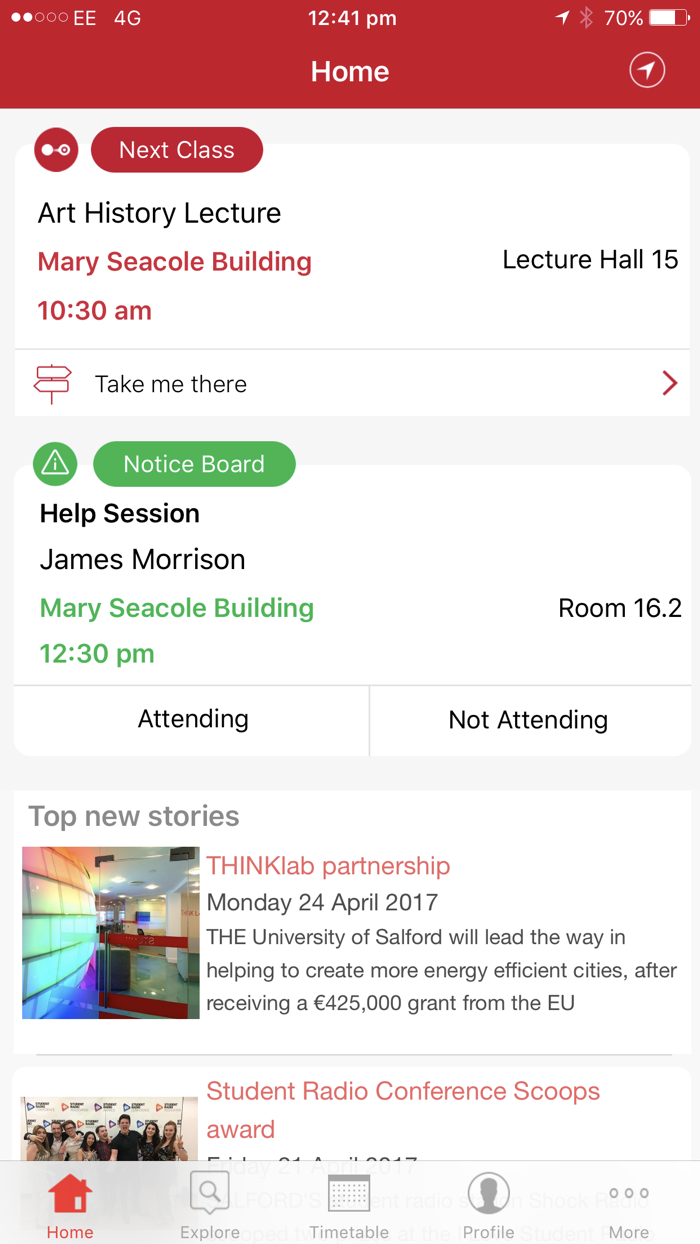 Salford Business School Location Based Service App