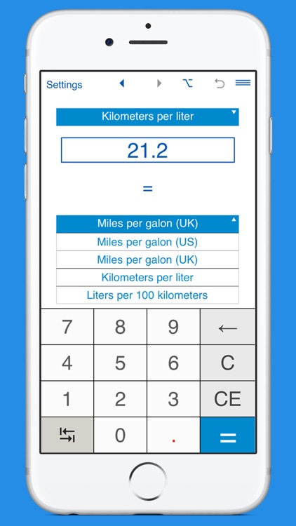 Fuel consumption converter MPG to L/100km and km/L screenshot-3