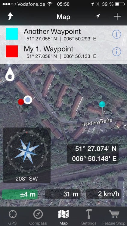 GPS & Maps: Track Coordinates, Compass + Waypoints