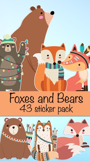 Cute Bear and Fox Animal Sticker Pack