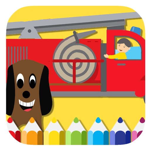 Free Fire Truck And Dog Coloring Book Games Icon