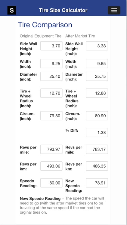 Gear Speed and Tire Size Calculator screenshot-4
