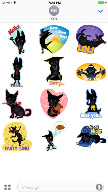 Nero the Black Dog Cute Funny Comic Pet Stickers