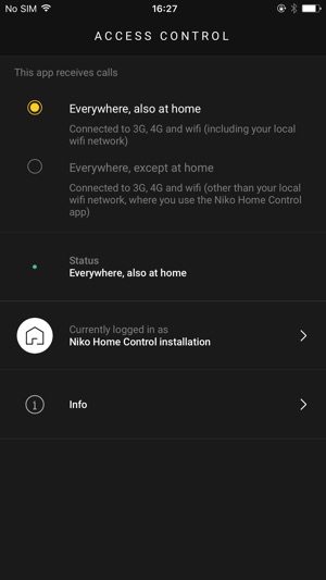 Niko Home Control access control app