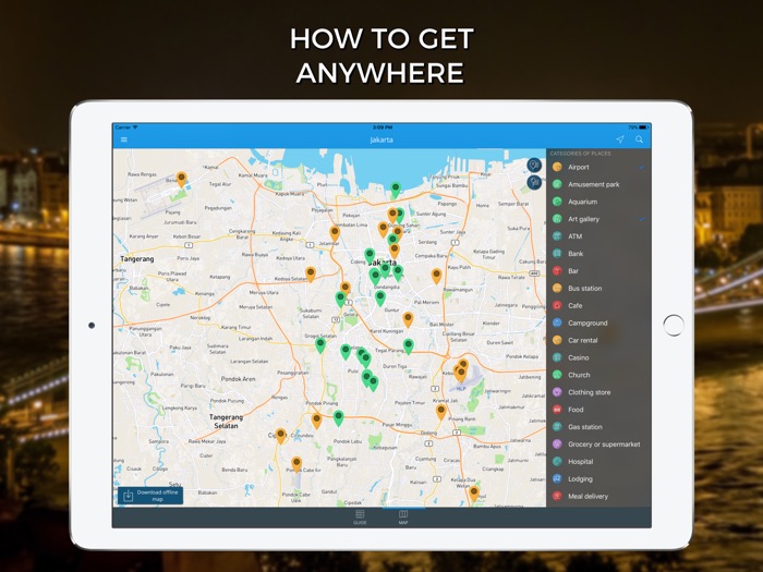 Jakarta Travel Guide with Offline Street Map