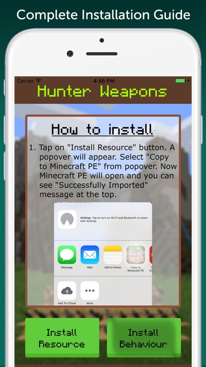 Hunter Weapons Add-On for Minecraft PE: MCPE