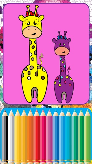 Giraffe Coloring Cute Wild Animals fun d