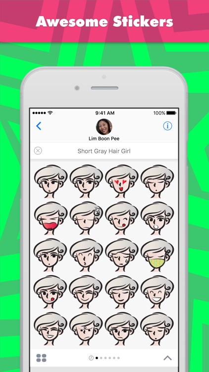 Short Gray Hair Girl stickers by wenpei