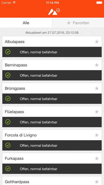 Swiss alpine passes status