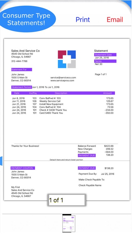 Statements & Invoices for Monthly Billing