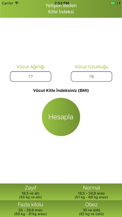 Vücut Kitle İndeksi BMI