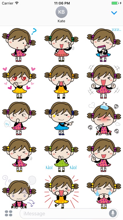 Brown Hair Little Girl English Sticker