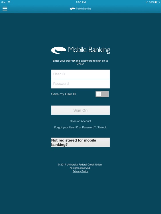 UFCU Mobile Banking for iPad