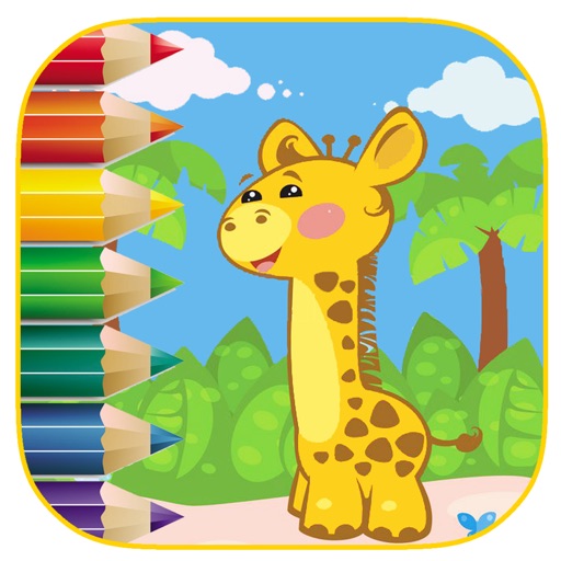 Preschool Kids Coloring Book Zoo Giraffe Game