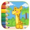 Preschool Kids Coloring Book Zoo Giraffe Game