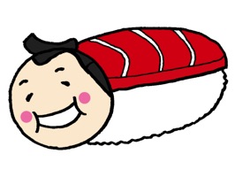 It is a sticker of Japanese sushi and sumo wrestling