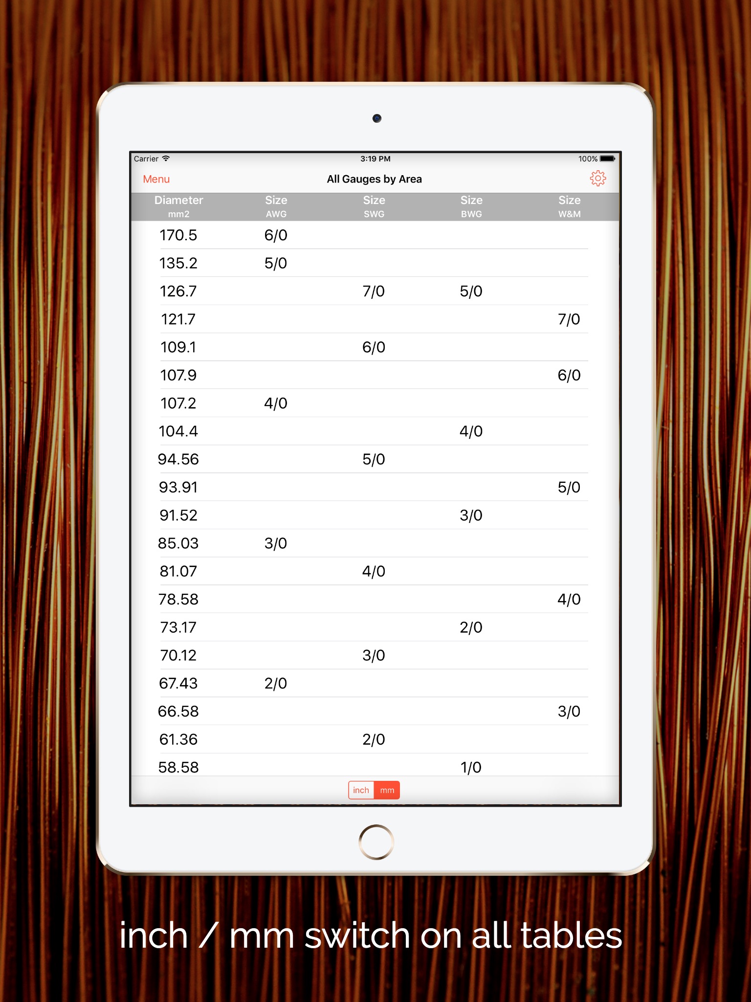 Wire Gauge Charts - Size tables for AWG, SWG, BWG screenshot 4