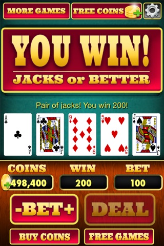 Video Poker Jacks or Better by woowoogames screenshot 2