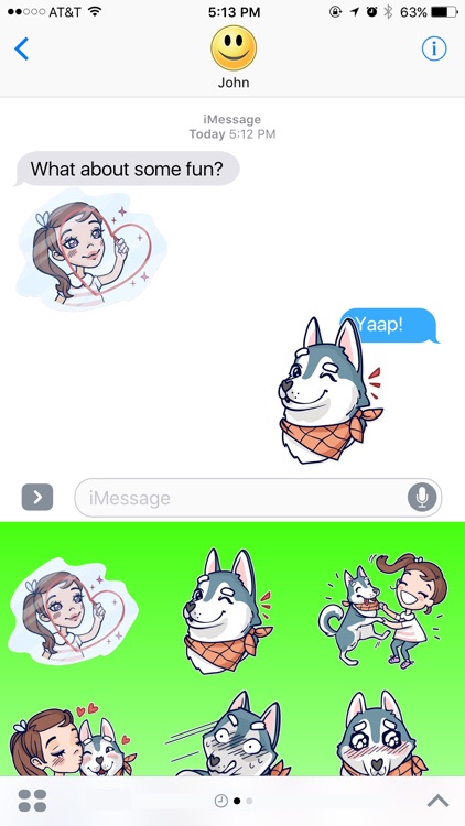 Cute Dog Husky and Girl Stickers