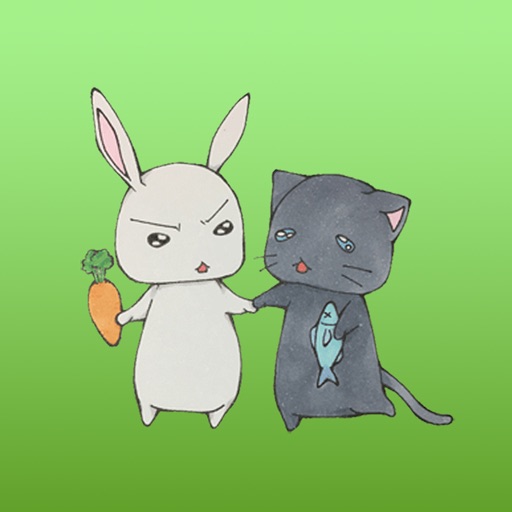 Karu Bunny and Sato Cat Sticker