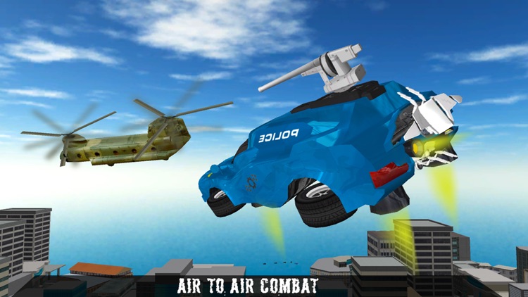 Flying Hero Robot: City Police Super Car Simulator