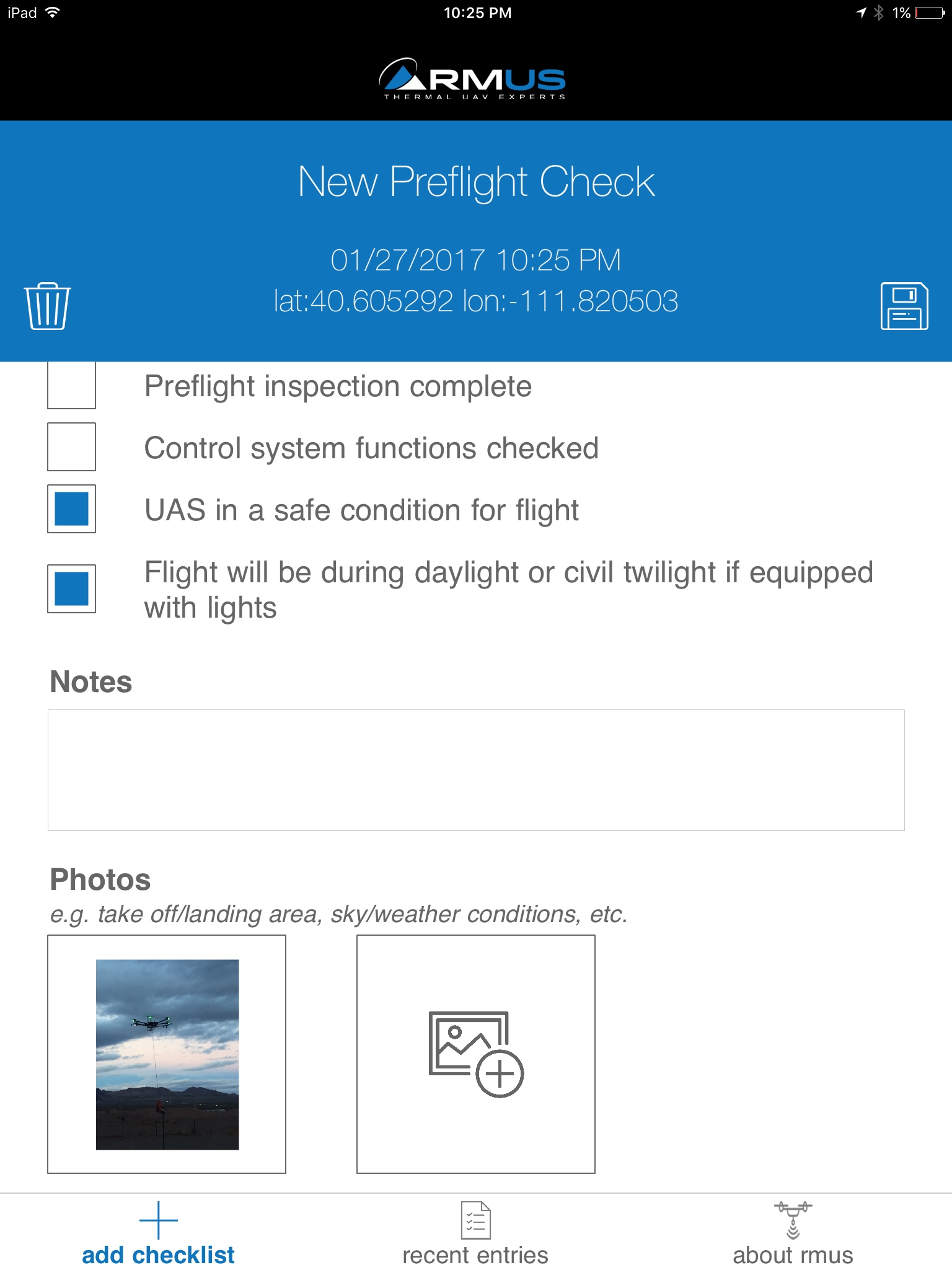 RMUS UAV Pilot PreFlight Compliance Checklist screenshot 2