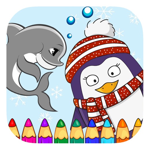 Coloring Book Game Penguin And Dolphin Version Icon