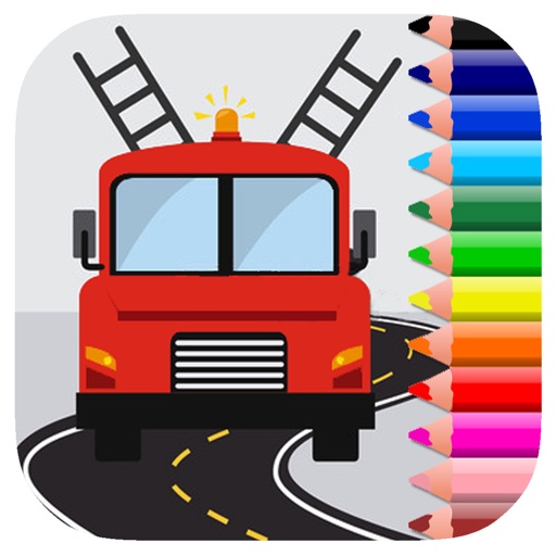Free Coloring Book Game Fire Truck Education Icon