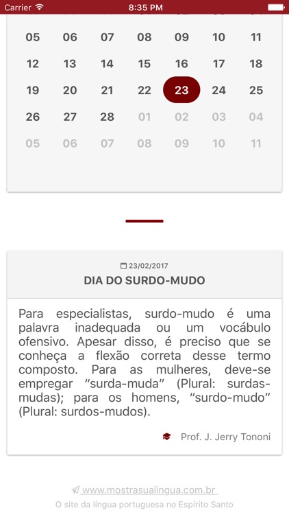 Calendário Gramatical