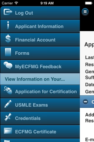 MyECFMG screenshot 2