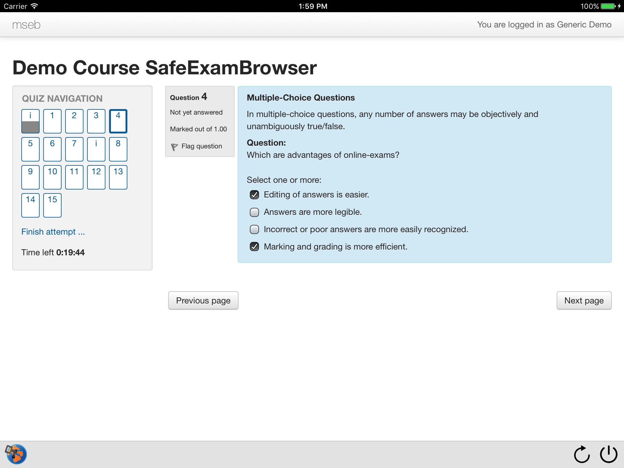 SafeExamBrowser screenshot 3