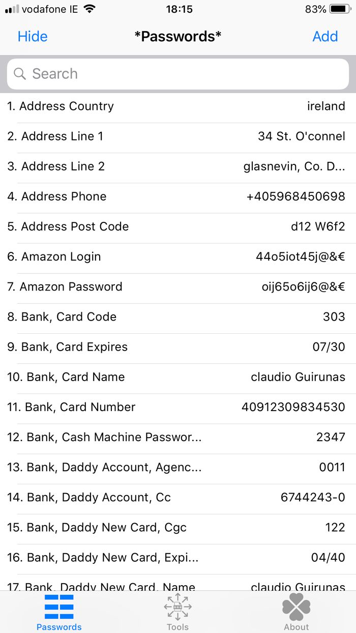 Passwords Select  Paste