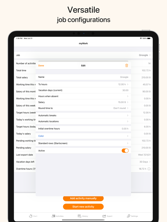 myWork - Time tracking