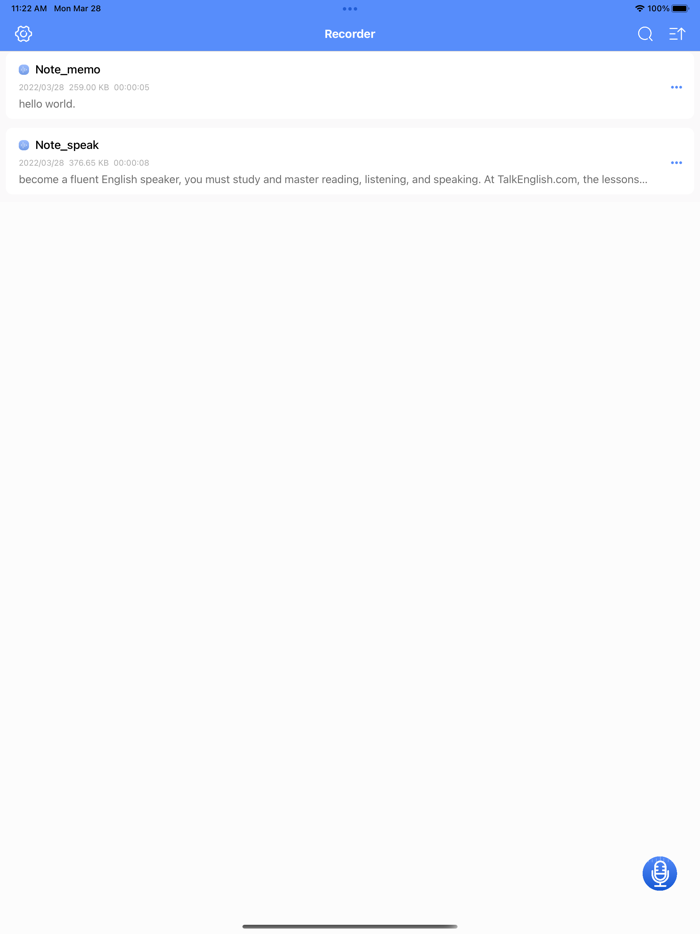 Voice Recorder-speech to text