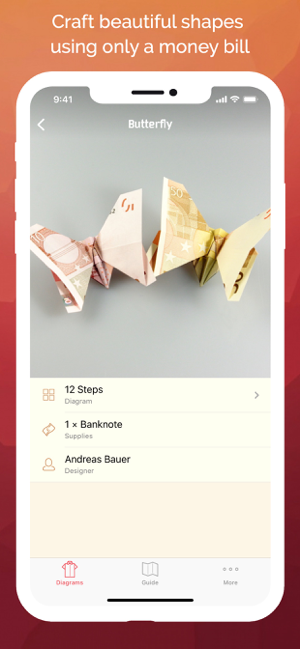 צילום מסך מתנות אוריגמי בכסף
