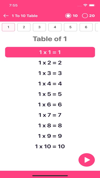 Tables 1 to 100 offline