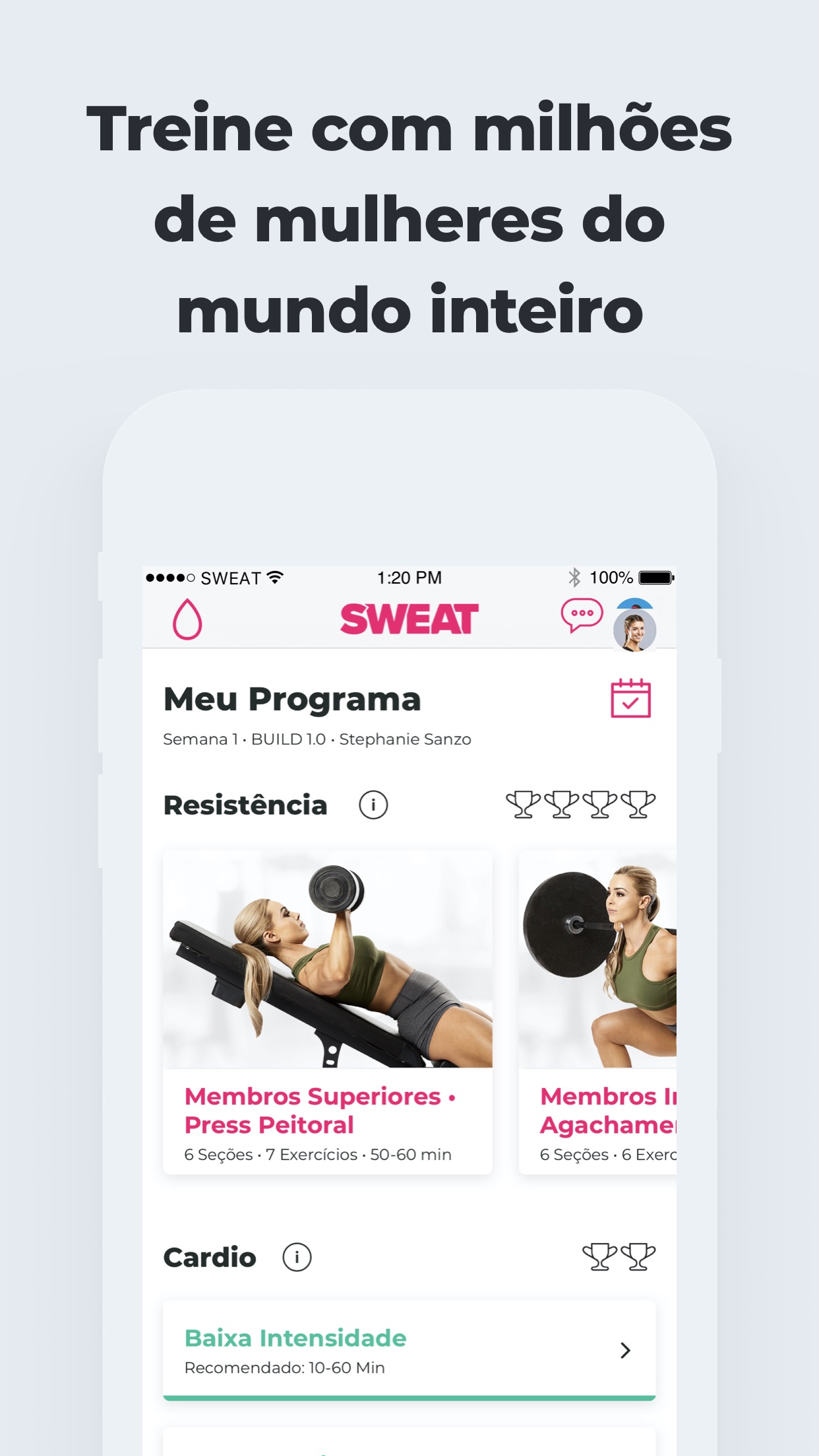 Screenshot do app SWEAT: Fitness Kayla Itsines