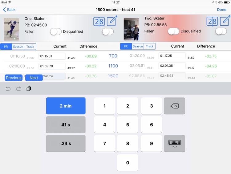 Speed skating results