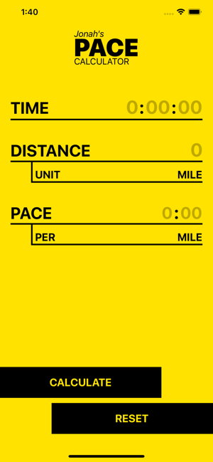 Jonah's Pace Calculator