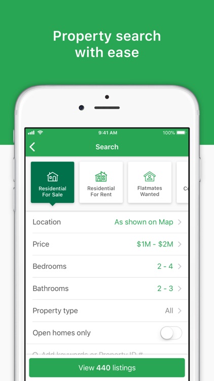 trade me property green app