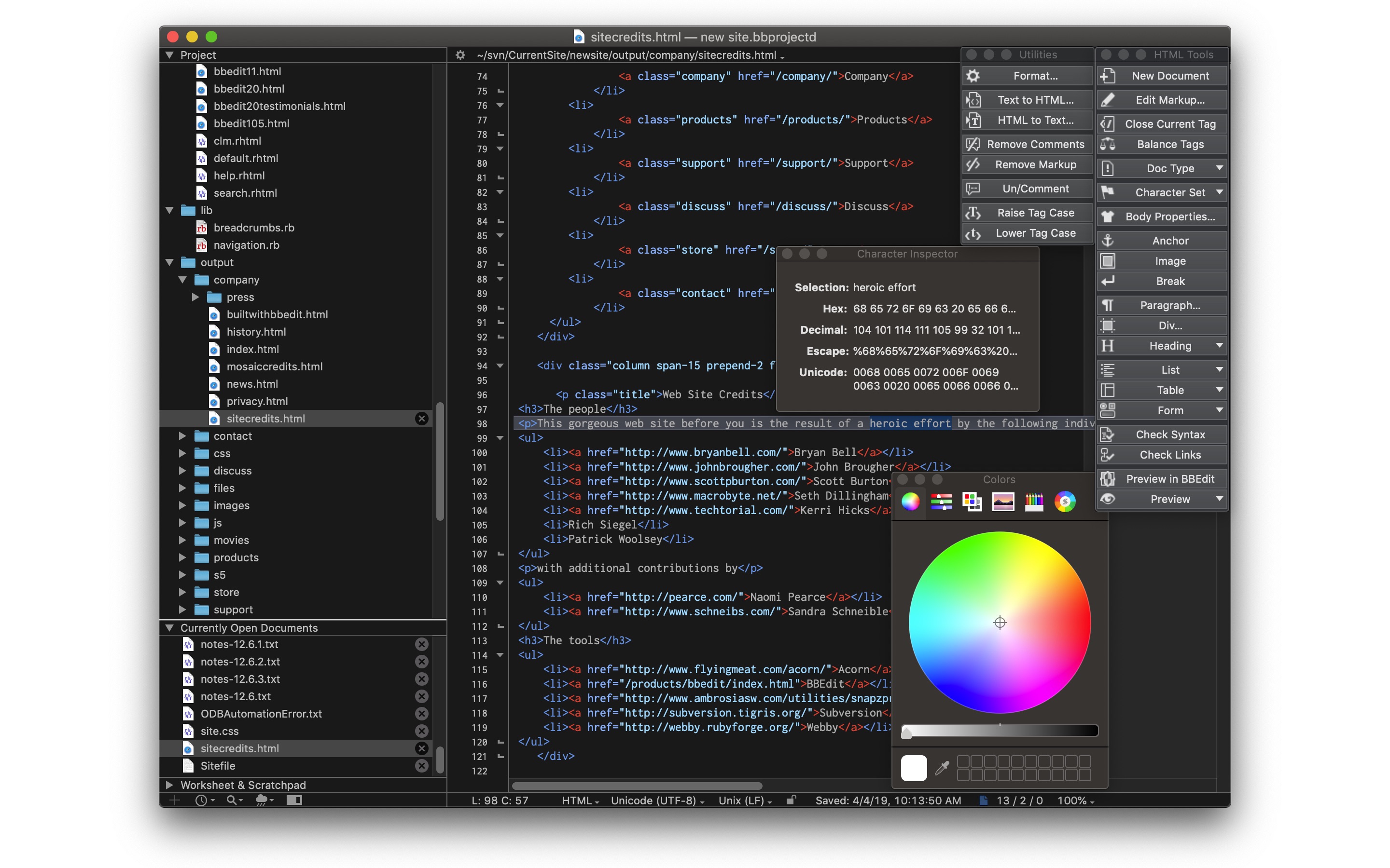 Screenshot do app BBEdit