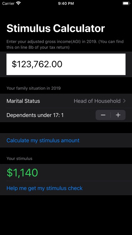 Federal Stimulus Calculator